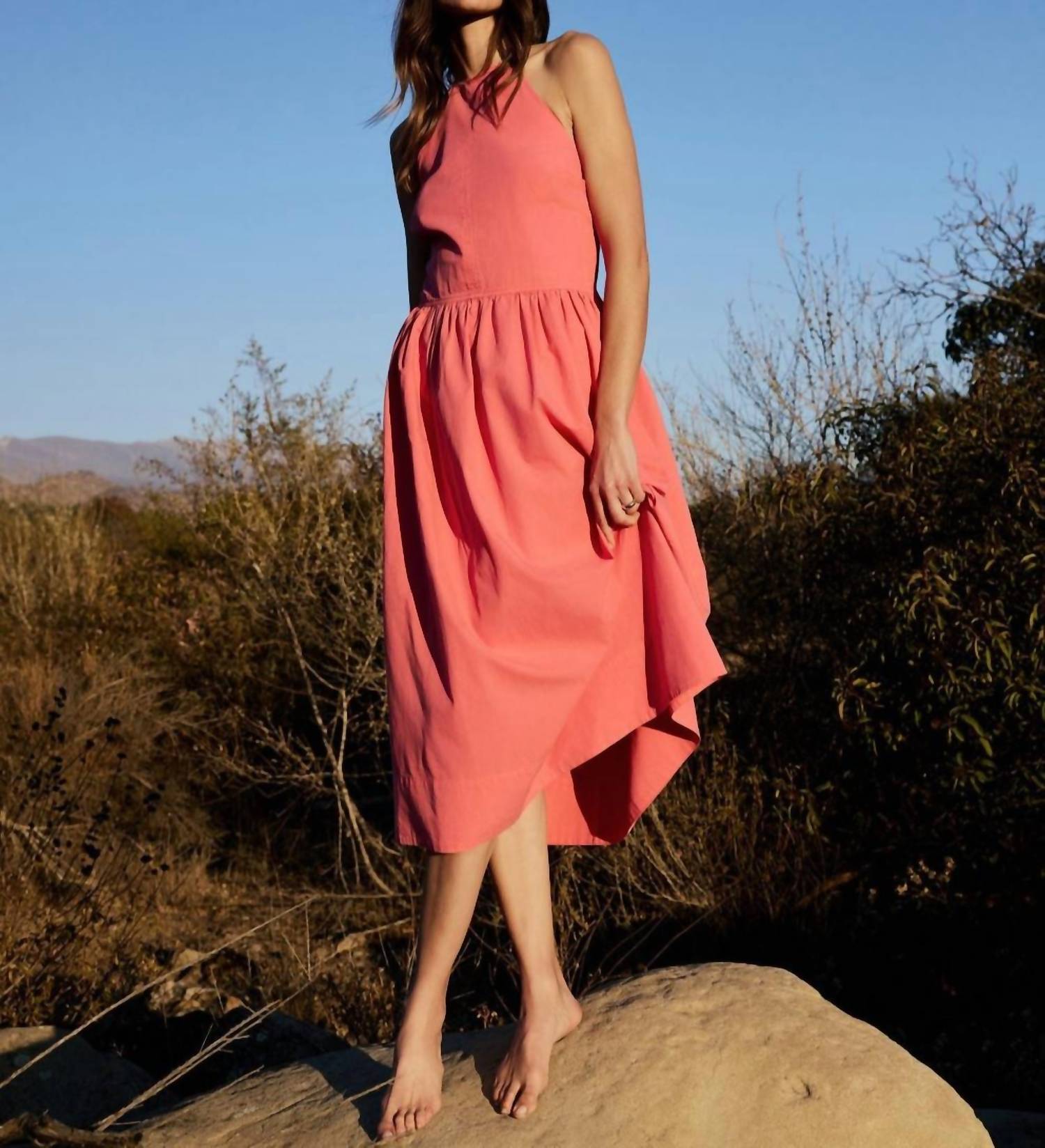 Bella Dahl - Fitted Midi Halter Dress - clothing - cotton - blend - dresses