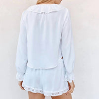 Bella Dahl - Long Sleeve Tie Neck Ruffle Top