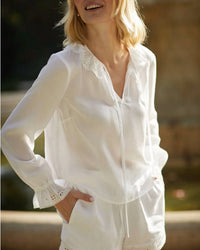 Bella Dahl - Long Sleeve Tie Neck Ruffle Top