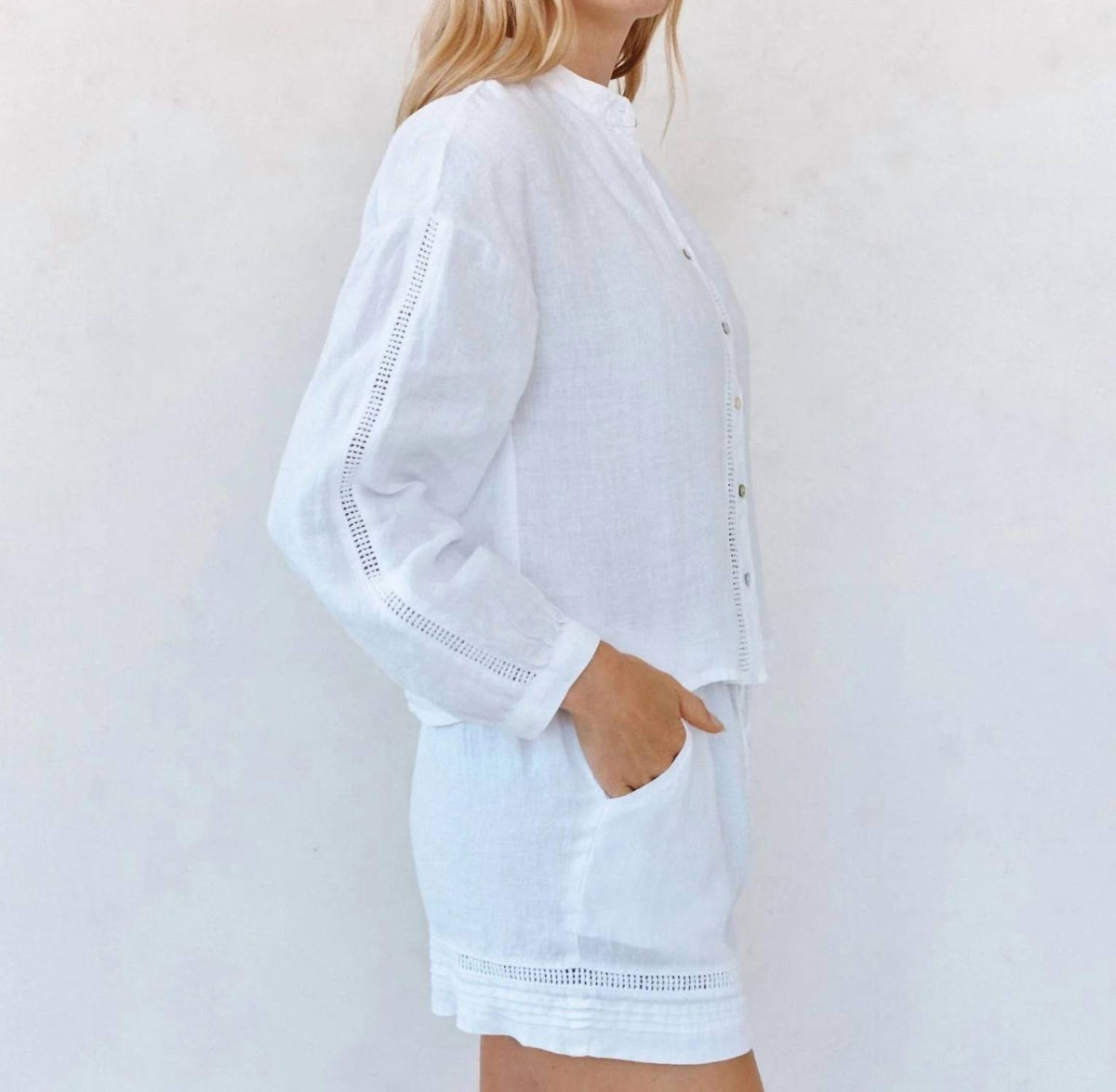 Bella Dahl - Mandarin Collar Trimmed Button Down