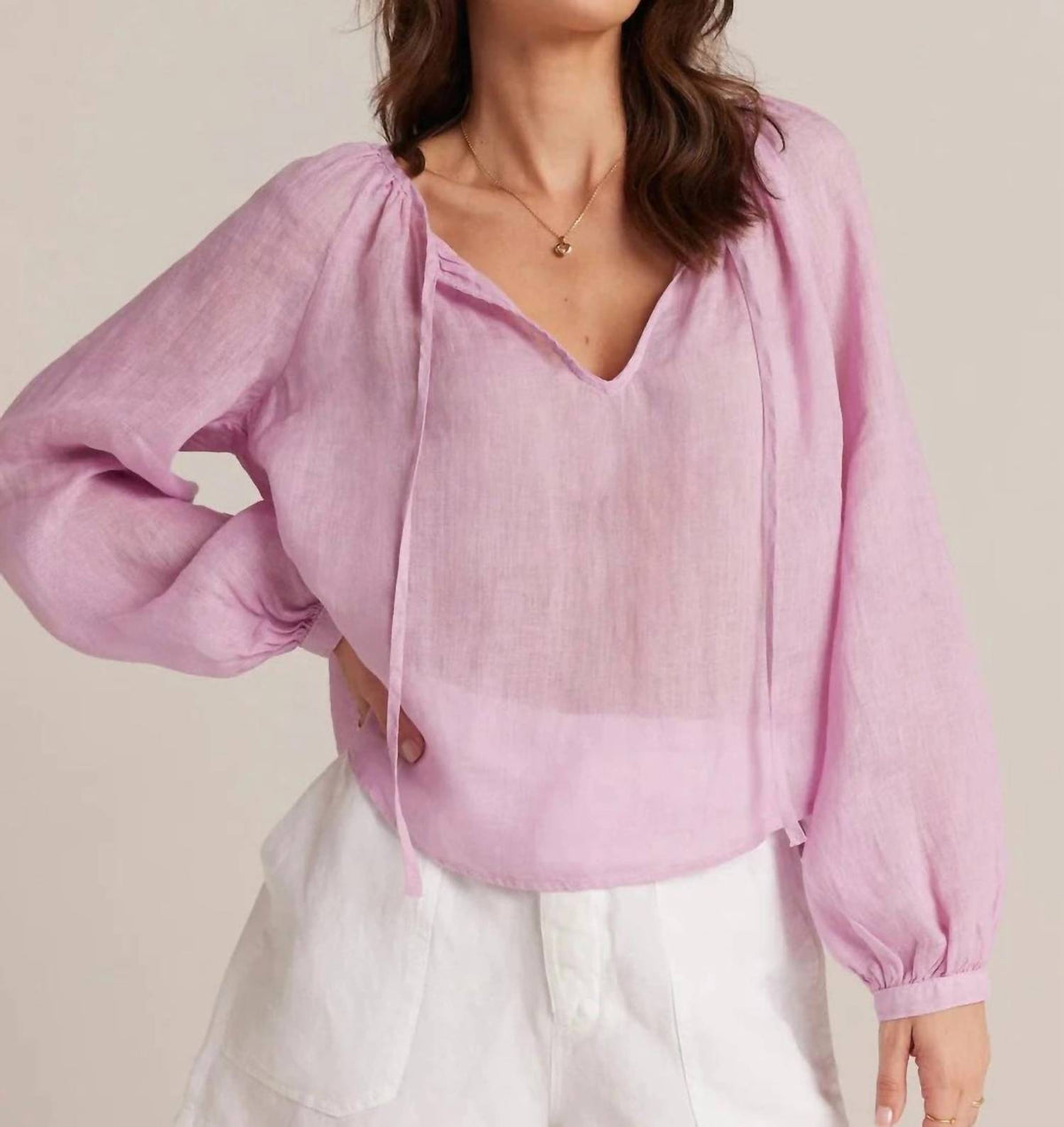 Bella Dahl - Shirred Linen Raglan Blouse