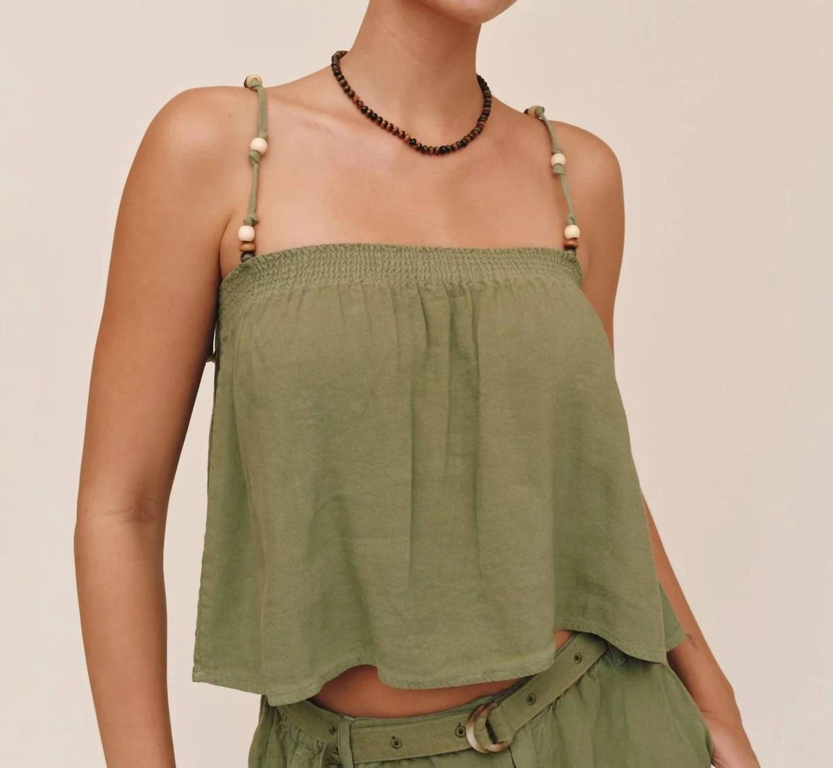 Bella Dahl - Smocked Beaded Strap Tank