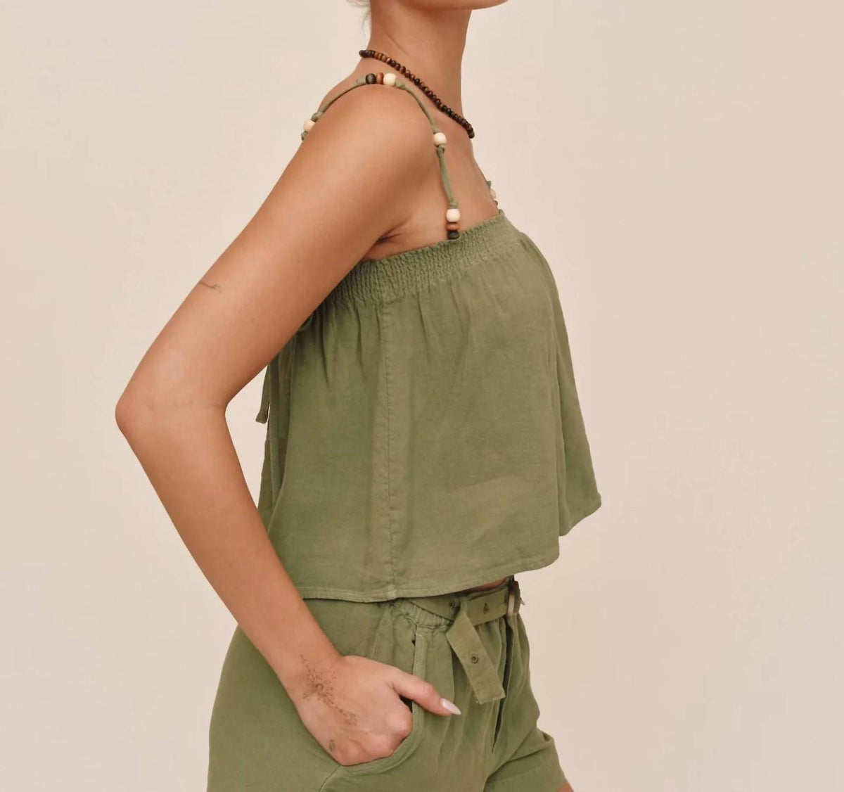 Bella Dahl - Smocked Beaded Strap Tank