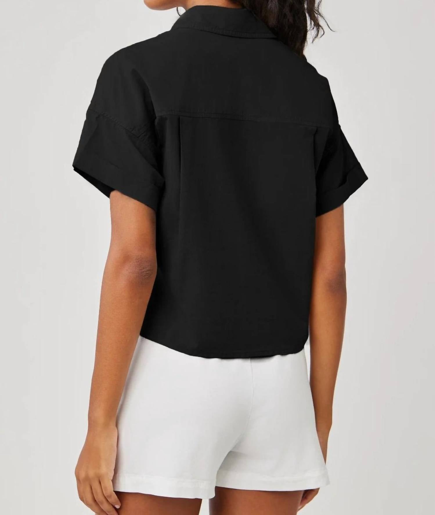 Bella Dahl - Two Pocket Short Sleeve Shirt - black - clothing - cotton