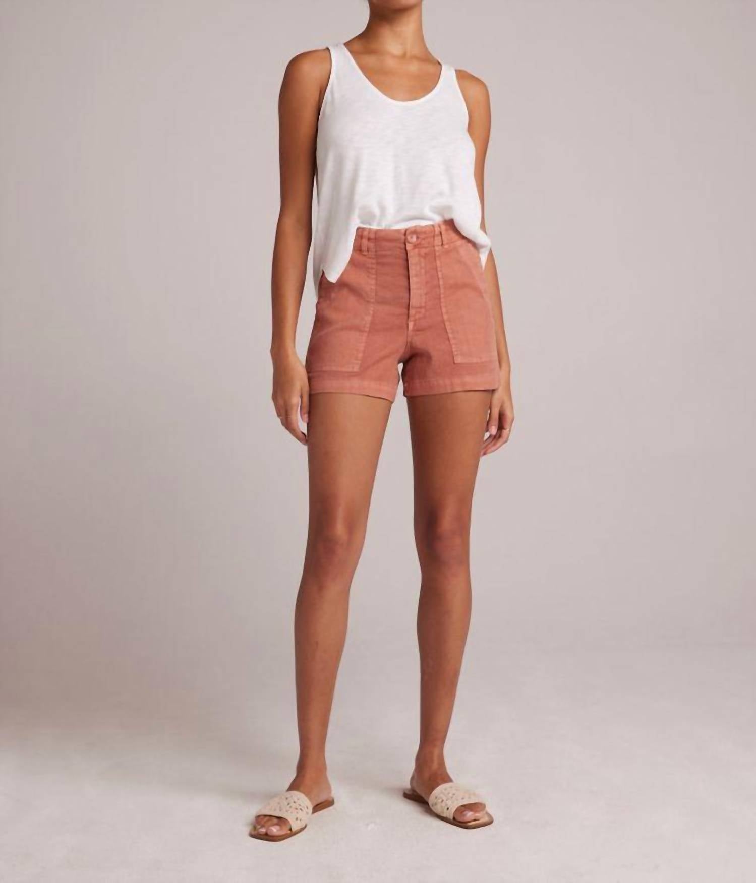 Bella Dahl - Utility Tab Trouser Short - clothing - high - waist - linen - blend