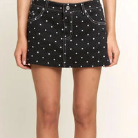 Berry Mellow - Polka Dot Twill Micro Mini Skirt