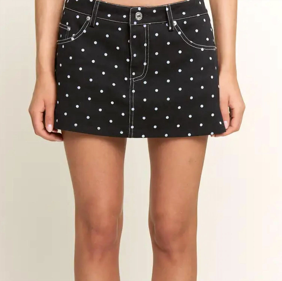 Berry Mellow - Polka Dot Twill Micro Mini Skirt