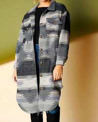 Bestto - Aztec Pattern Long Jacket