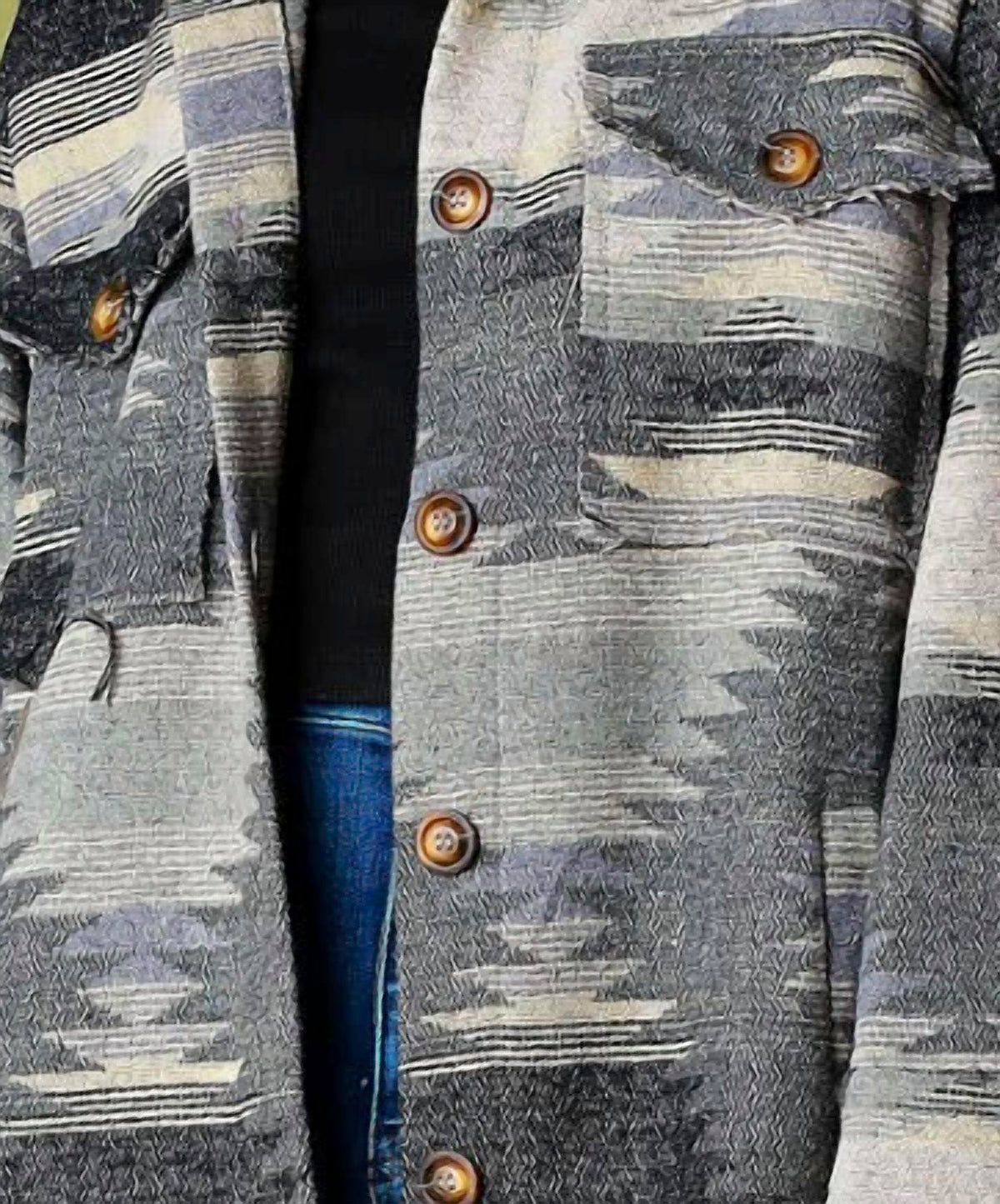 Bestto - Aztec Pattern Long Jacket