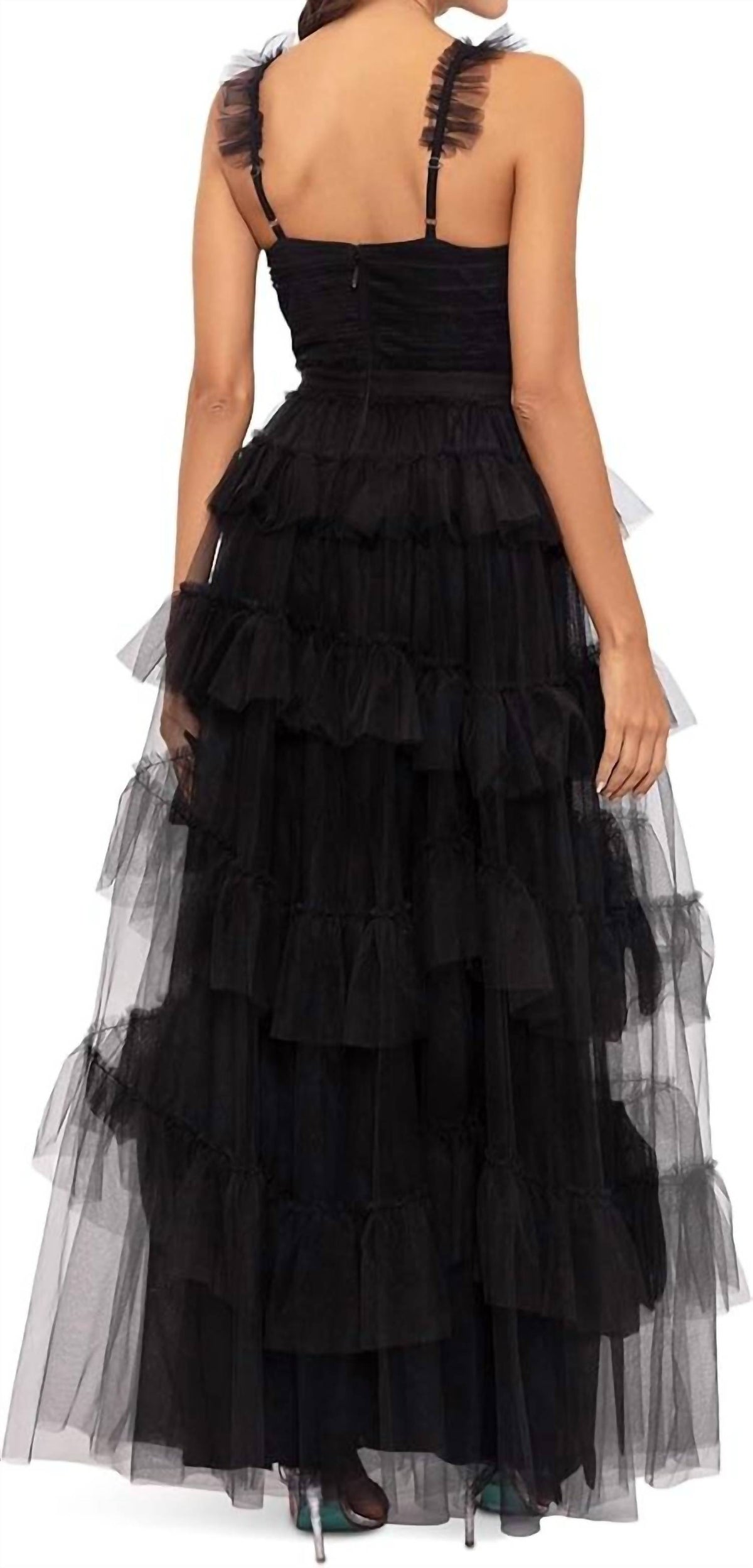 Betsy & Adam - Gigi Long Ruffle Mesh Dress
