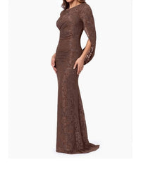 Betsy & Adam - The Gina Glitter Lace Drape Back Gown