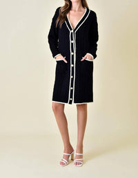 Beulah - Coco Chanel Style Cable Long Mini Sweater Dress