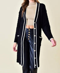Beulah - Coco Chanel Style Cable Long Mini Sweater Dress