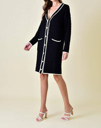 Beulah - Coco Chanel Style Cable Long Mini Sweater Dress