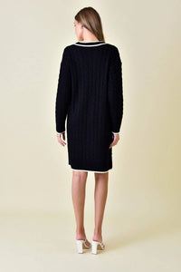 Beulah - Coco Chanel Style Cable Long Mini Sweater Dress