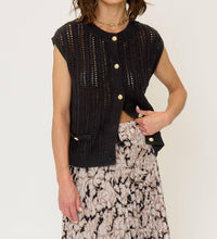 Central Park West Rose Open-Knit Cardigan in black - women's cardigan