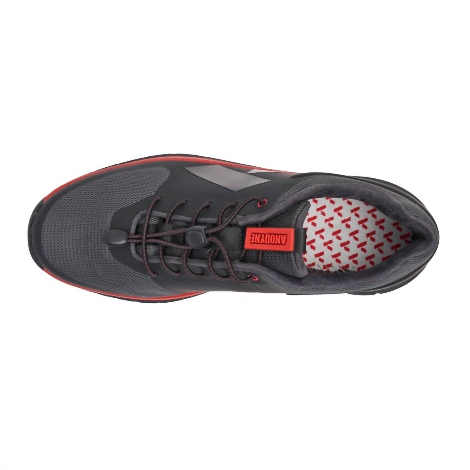 Anodyne Men's Sport Runner Shoe in black red - men's sneaker - detail view