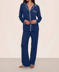 Eberjey Frida Long Pajama Set in navy ivory - women's sleepwear - alternate view