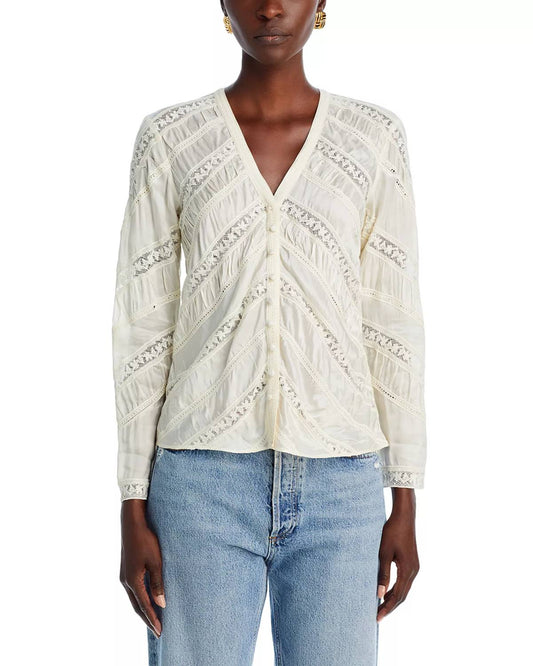 Loveshackfancy - Tandra Romantic V-neck Blouse