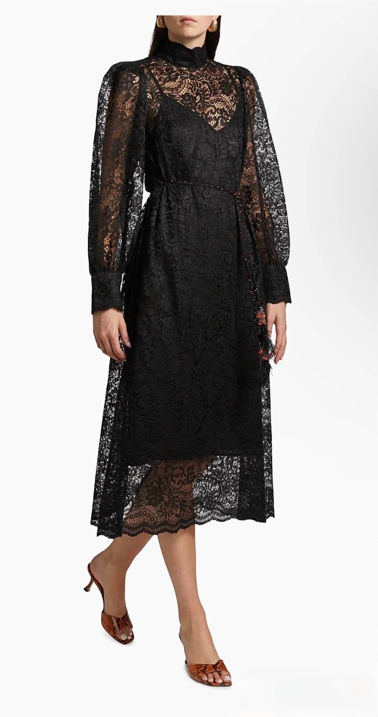 Farm Rio - Lace Tie-Waist Midi Dress