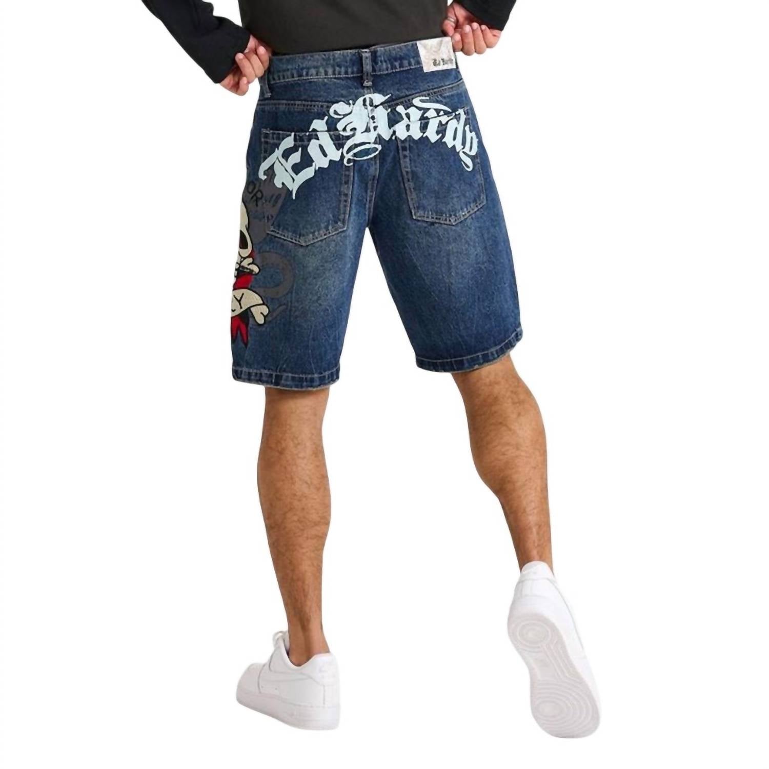 Ed Hardy - Death Or Glory Skull Denim Skater Short