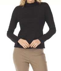 Joseph Ribkoff - Textured Knit Mockneck Fitted Top