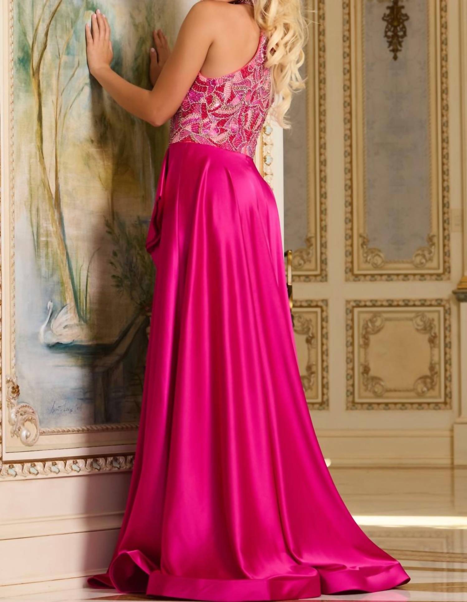 Jovani - Halter Neck A-line Gown