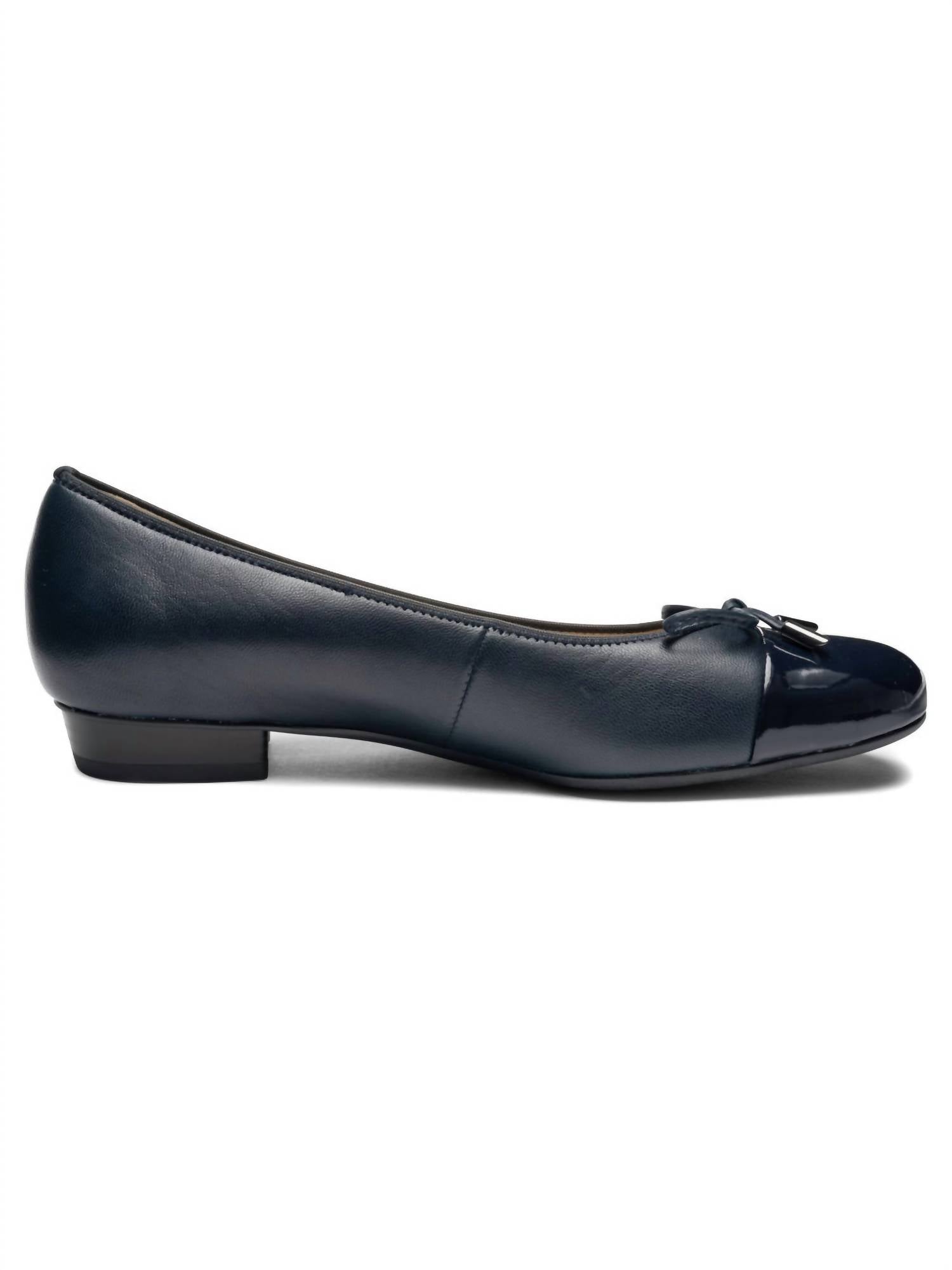 Ara Women's Belinda Bow Ballet Flat in navy nappa with navy patent - women's flats