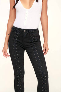 Pistola - Lace-up High Rise Skinny Jeans