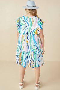 Hayden LA Ruffle Sleeve Mini Dress in green mix - women's dress - alternate view