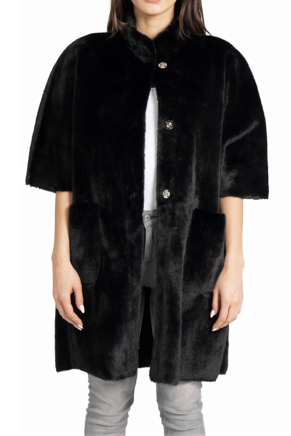 Love Token - Nia Faux Fur Cape Coat