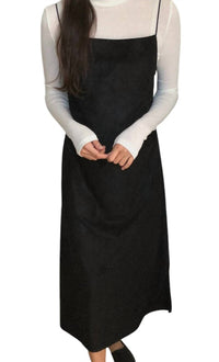 K-Fashion - Vegan Suede Square Neck Open Back Dress