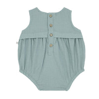 One More In the Family Kids Ugo Check Romper in the family kids ugo check romper in shark - kids' item - detail view