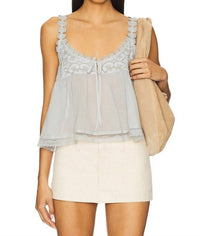 Free People Stevie Lace Tank Top in pearl blue - women's tank top