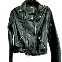 MAURITIUS Genuine Leather Biker Jacket in black - women's jacket - detail view