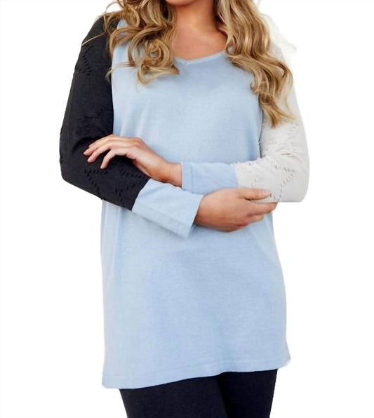 Color Block V-Neck Pullover