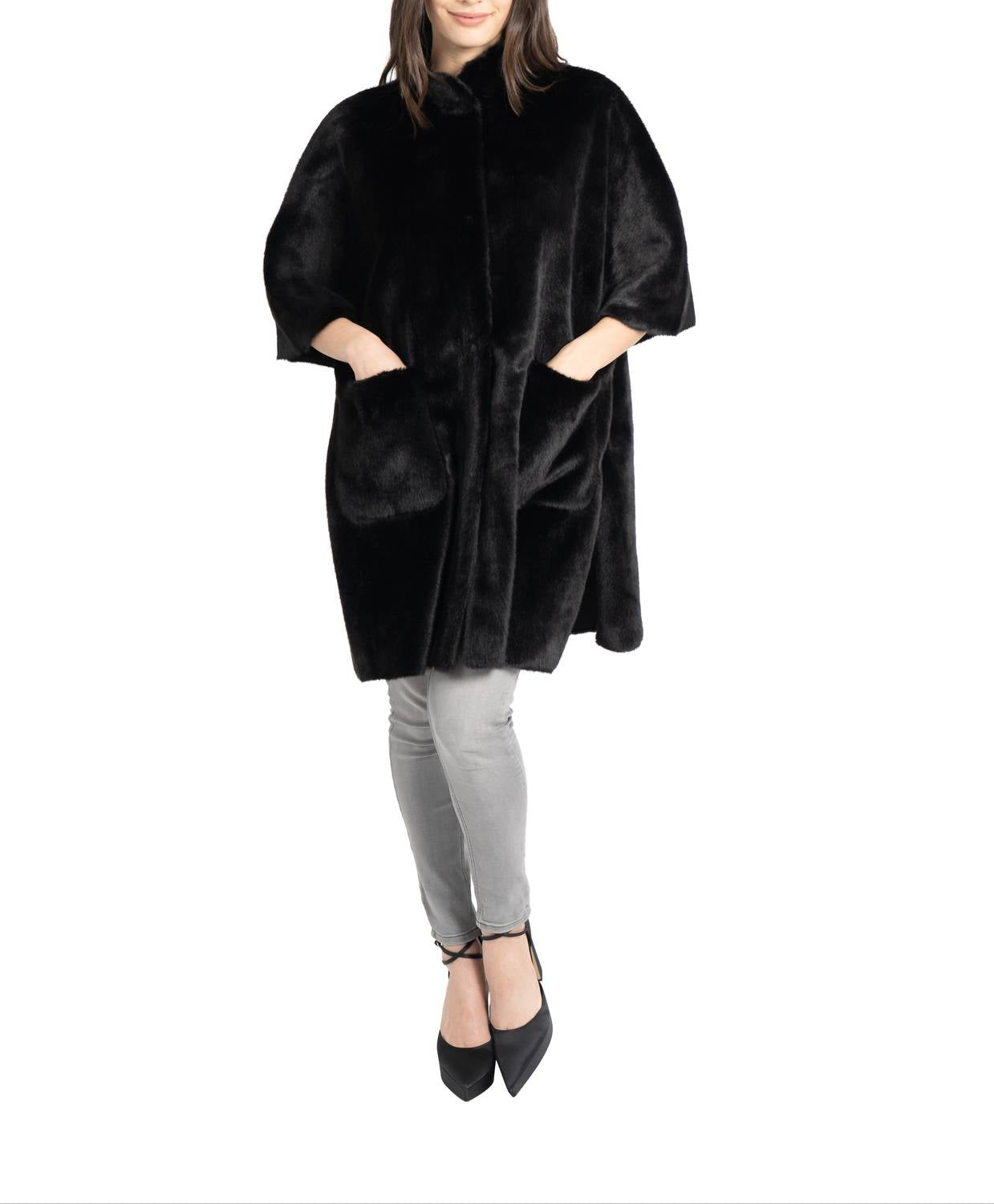 Love Token - Nia Faux Fur Cape Coat