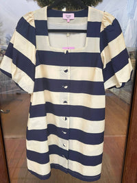 Entro - Harbor Stripe Button Front Mini Dress