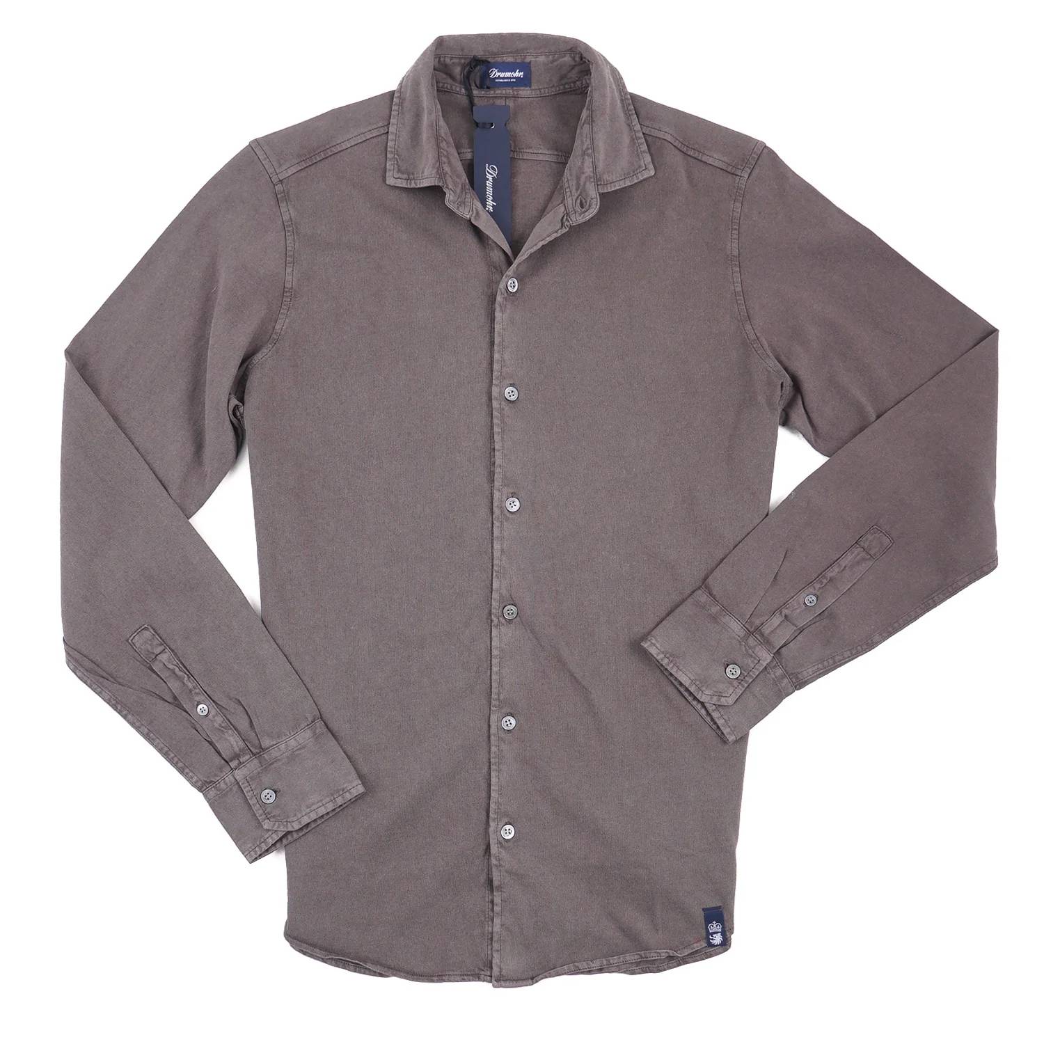Drumohr - Men's Long Sleeve Jersey Cotton Polo Shirt