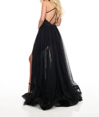Rachel Allan - Embroidered Applique Romper With Tulle Overskirt