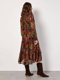 Apricot - Ikat Chiffon Smocked Midi Dress