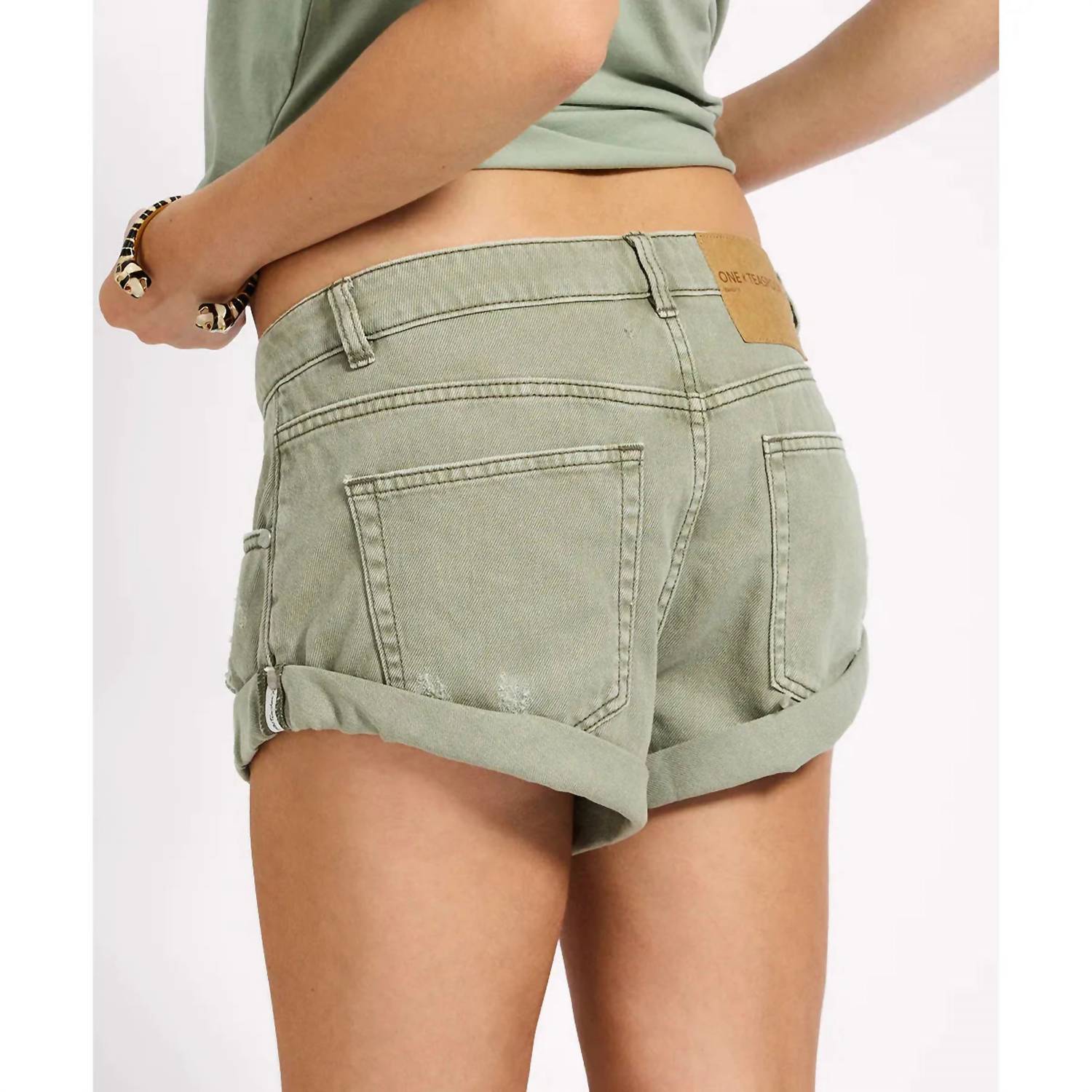 ONE TEASPOON Bandit Low Rise Short in super khaki - women's shorts - view 4