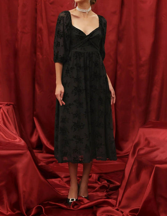 Blu Pepper - Women's Floral Velvet Holiday Dress