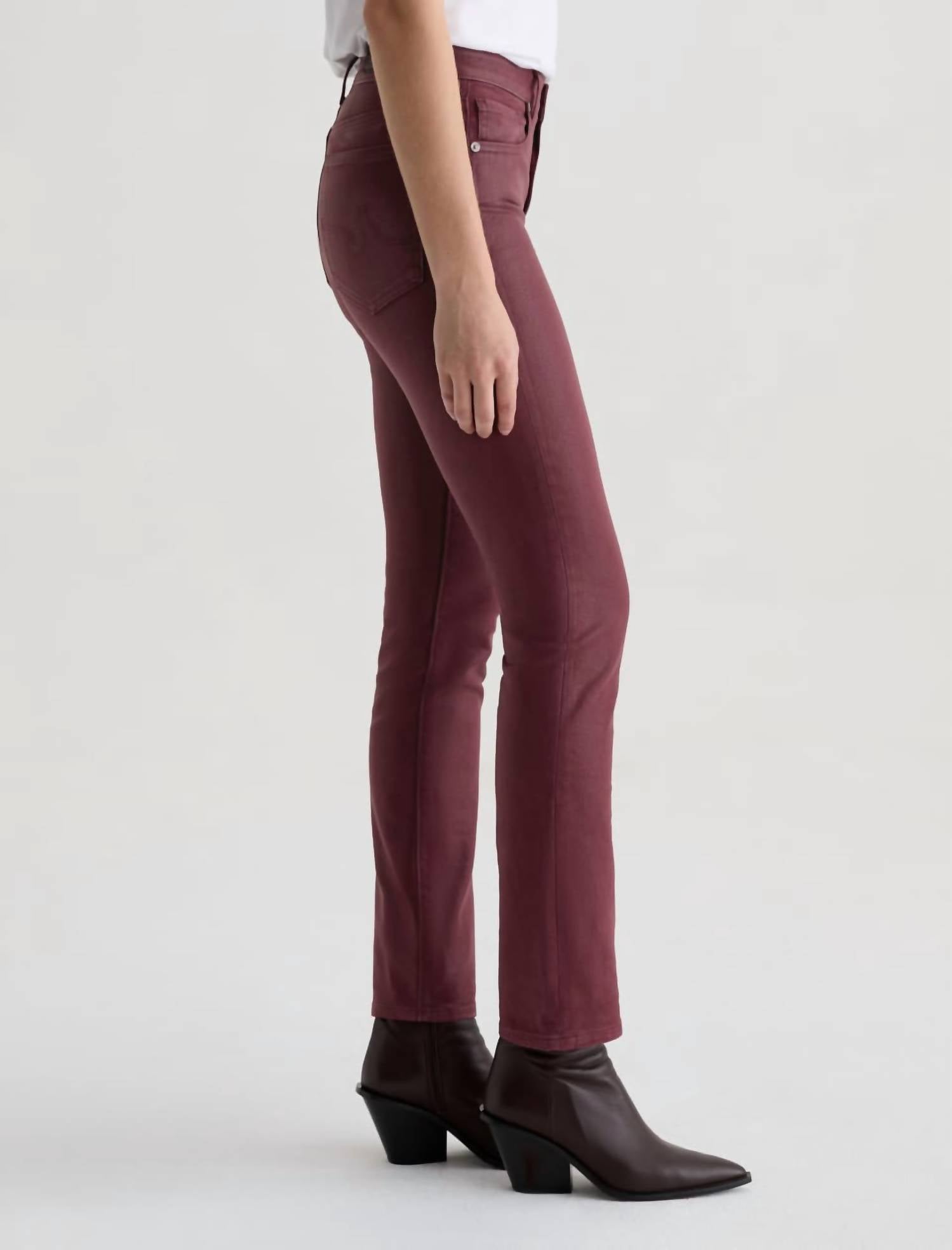 AG Jeans Mari Coated Jean in leatherette winery - women's jeans - detail view