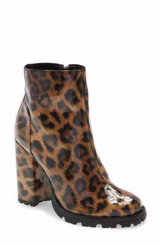 Schutz - Women's Nandy Side Zip Lugged Soles Animal Print Platform Boots