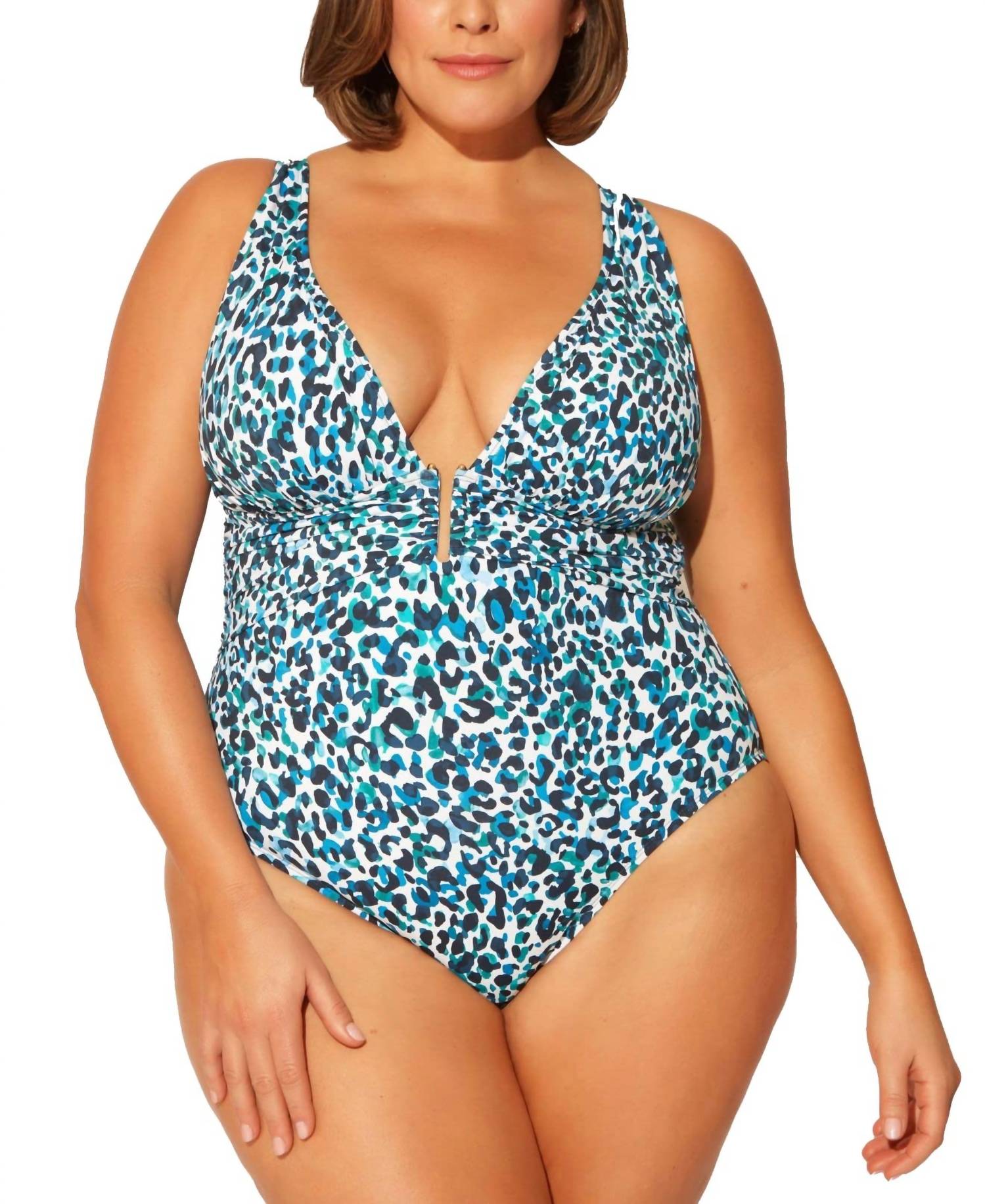 Bleu Rod Beattie Plunging Swimwear One Piece - Plus in blue - women's swimwear