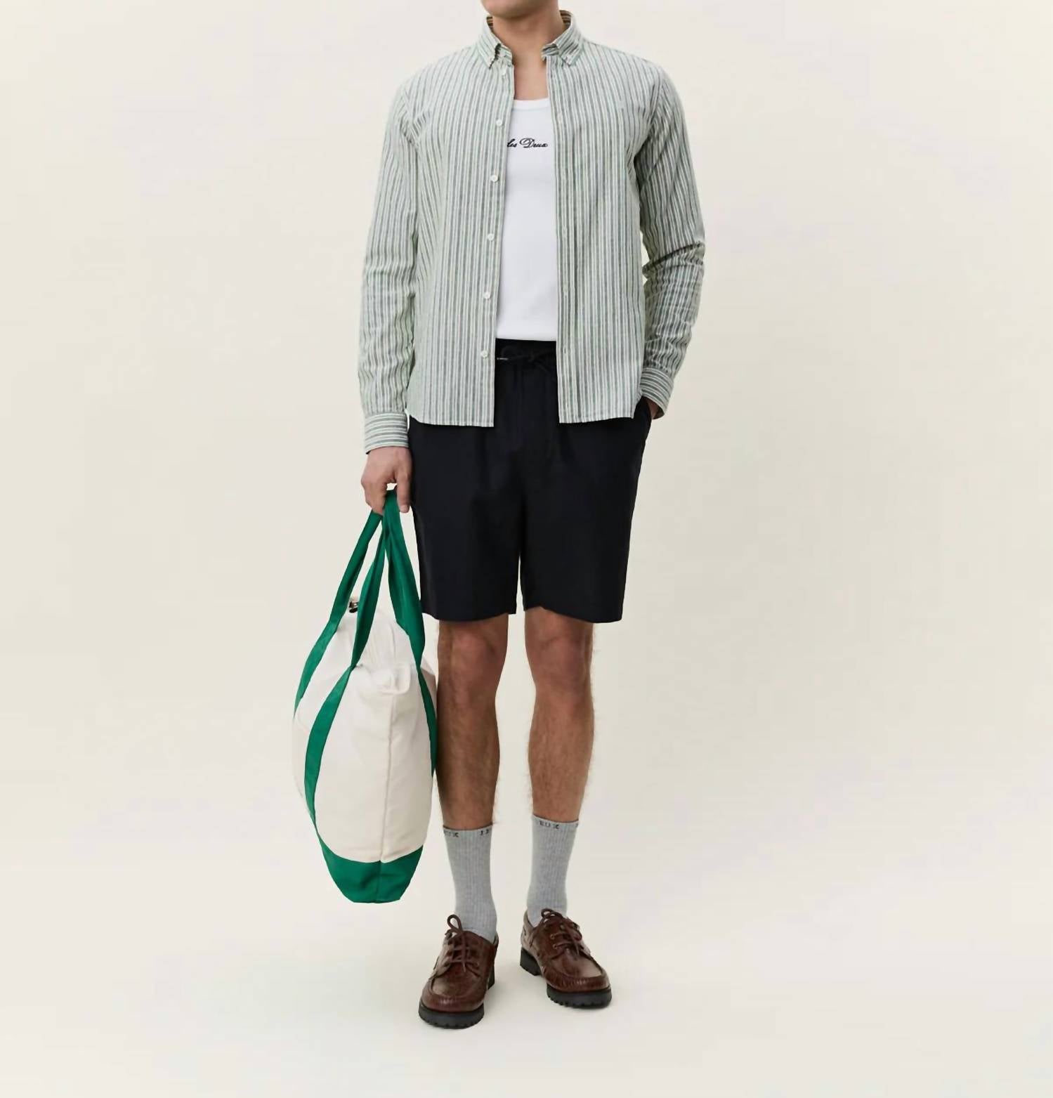 Les Deux - Stripe Cotton Linen Shirt