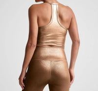 BEYOND YOGA On The Up Cropped Tank Top in liquid foil copper - women's tank top - alternate view