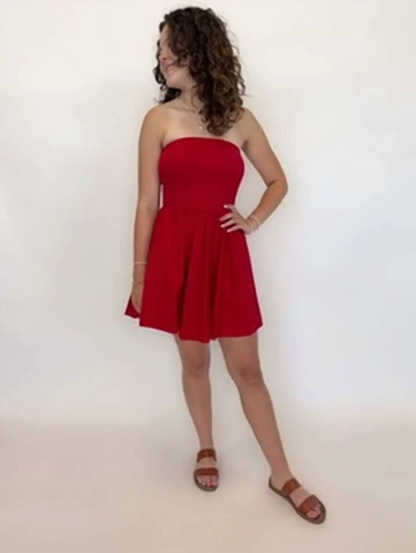 Zenana - Tube Top Flare Mini Dress