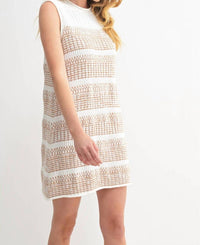 Fun 2 Fun Collin Striped Textured Sweater Dress in ivory brown - women's dress - view 6